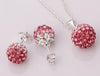 Crystal ball Pendant Necklace Earrings Women Jewelry