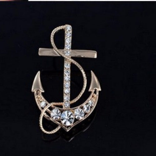 Summer Jewelry Accessories Gold Silver Navy Anchor Brooches