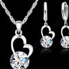 925 Sterling Silver CZ Necklace+Dangle/Hoop Earrings Jewelry Sets