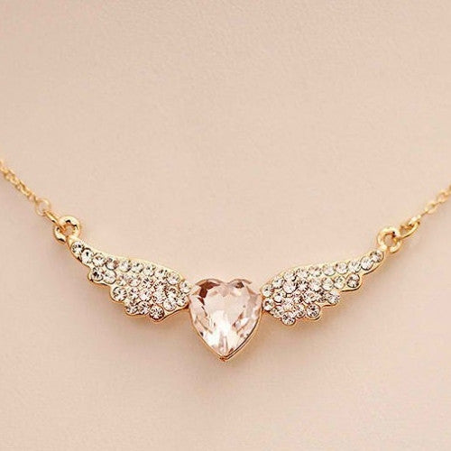 Angel Wings Gold Plated Heart Shape Necklace