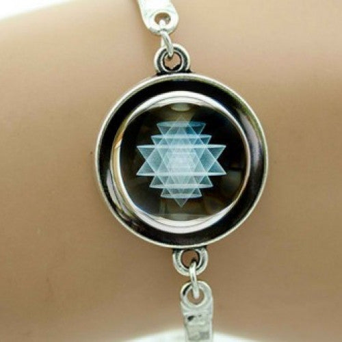 Black Blue Sri Yantra Bangle Sacred Geometry