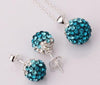 Crystal ball Pendant Necklace Earrings Women Jewelry